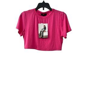 New Naked Wardrobe Size M Crewneck Crop T-Shirt Naked Wardrobe Pink